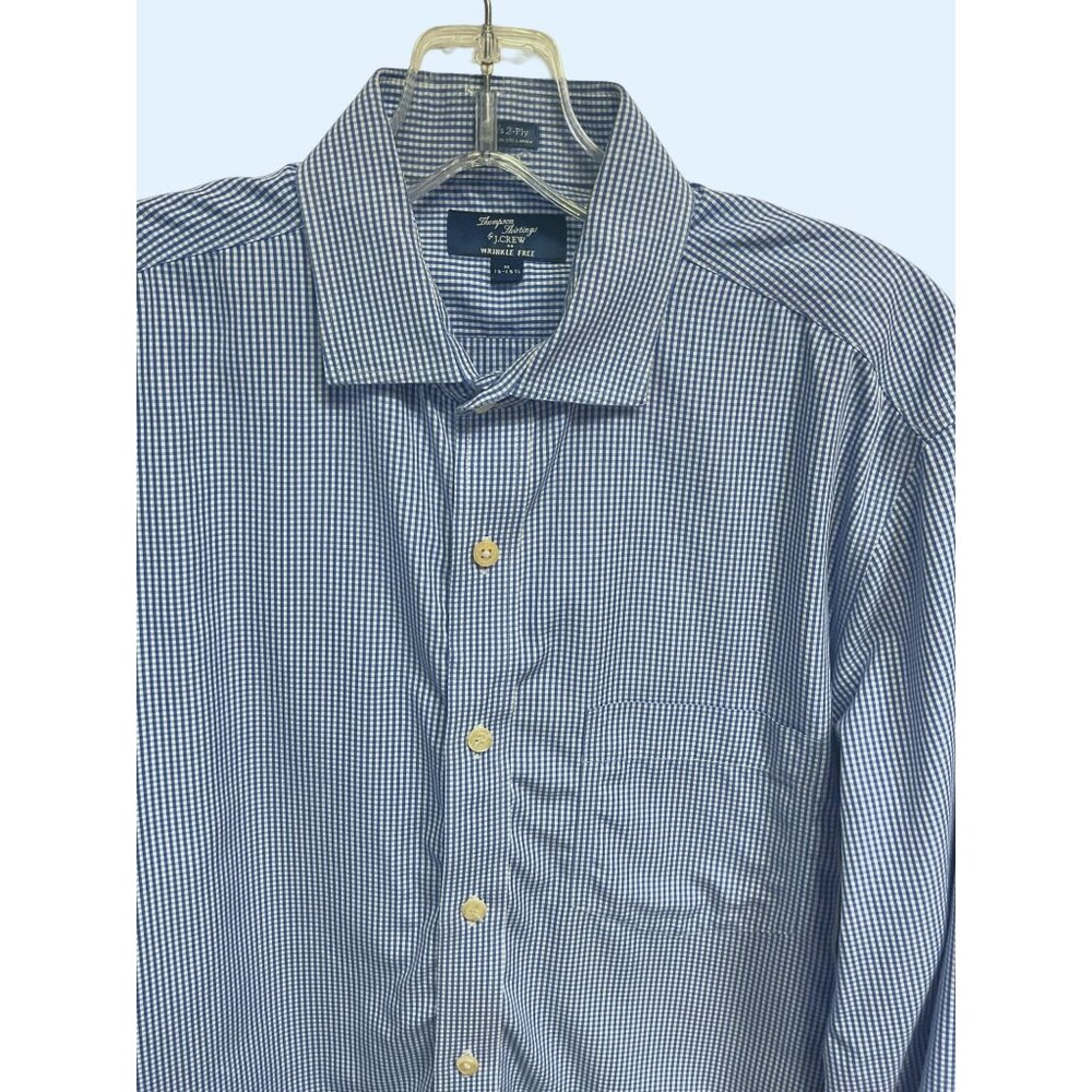 J.Crew Thompson Shirt Blue & White Gingham Wrinkle-Free Button-Up Long Sleeve Co